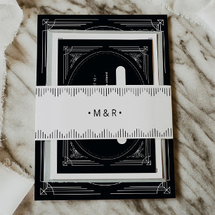 Moderner Deko Elegante Schwarz-Weiß-Hochzeit Einladungsbanderole