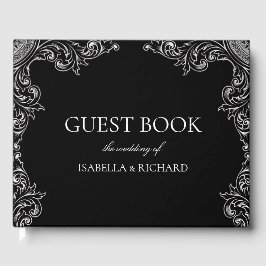 Moderner Deko | Elegante Schwarz-Weiß-Hochzeit Gästebuch