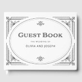 Moderner Deko | Elegante Schwarz-Weiß-Hochzeit Gästebuch (Vorderseite)