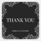 Moderner Deko| Elegante Schwarz-Weiß-Hochzeit Quadratischer Aufkleber (Vorderseite)