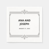 Moderner Deko | Elegante Schwarz-Weiß-Hochzeit Serviette (Vorderseite)