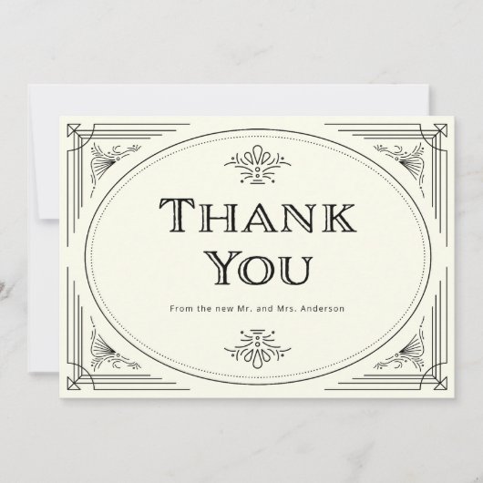 Moderner Deko | Elegante Schwarze und Elfenbeinhoc Dankeskarte (Vorderseite)