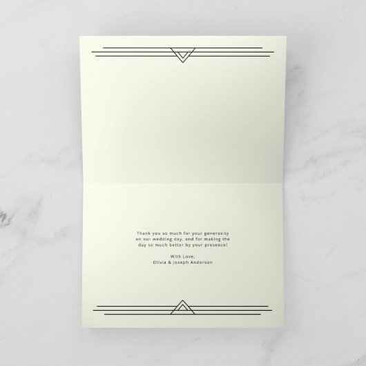 Moderner Deko | Elegante Schwarze und Elfenbeinhoc Dankeskarte (Innenseite)