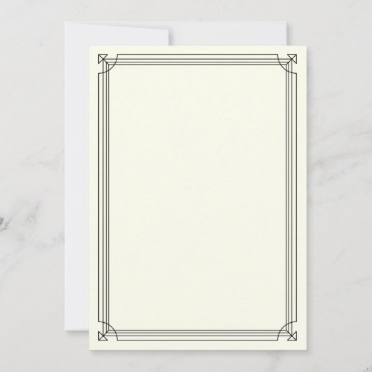 Moderner Deko | Elegante Schwarze und Elfenbeinhoc Einladung (Rückseite)