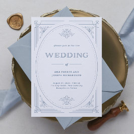 Moderner Deko | Elegante White and Dusty Blue Wedd Einladung