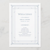 Moderner Deko | Elegante White and Dusty Blue Wedd Programm (Vorderseite)
