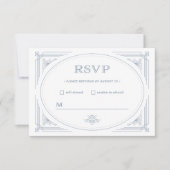 Moderner Deko | Elegante White and Dusty Blue Wedd RSVP Karte (Vorderseite)