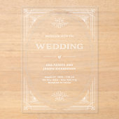 Moderner Deko | Elegante White Frame Wedding Acryleinladungen (Vorderseite)