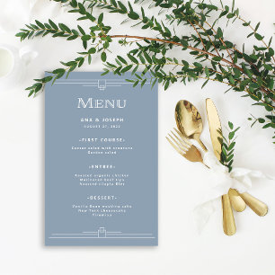 Moderner Deko Elegantes Dusty Blue Wedding Menu Flyer