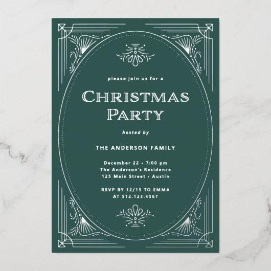 Moderner Deko | Elegantes Grünes Weihnachtsgebäck Folieneinladung (Vorderseite)