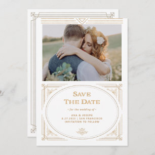 Moderner Deko   Elegantes Imitat Gold und Weißes F Save The Date