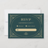 Moderner Deko | Emerald Green und Champagne Weddin RSVP Karte (Vorderseite)