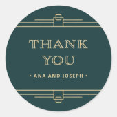 Moderner Deko | Emerald Green und Champagne Weddin Runder Aufkleber (Vorderseite)