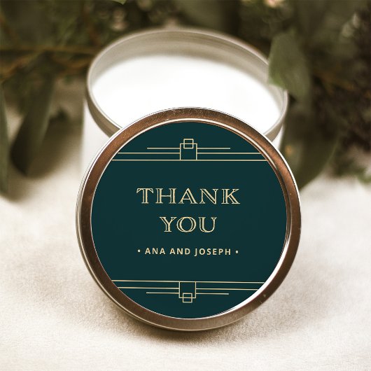 Moderner Deko | Emerald Green und Champagne Weddin Runder Aufkleber