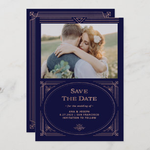 Moderner Deko   Imitate Rose Gold und Navy Blue Fo Save The Date