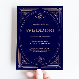 Moderner Deko | Imitate Rose Gold und Navy Blue We Einladung