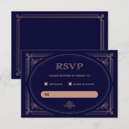 Moderner Deko | Imitate Rose Gold und Navy Blue We RSVP Karte