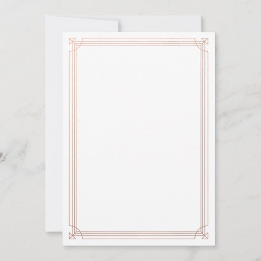 Moderner Deko | Imitate Rose Gold und Weißer Absch Einladung (Rückseite)