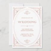 Moderner Deko | Imitate Rose Gold und White Weddin Einladung (Vorderseite)