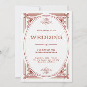 Moderner Deko | Light Silver White mit Red Wedding Einladung (Vorderseite)