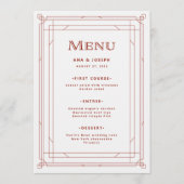 Moderner Deko | Light Silver White mit Red Wedding Menükarte (Vorderseite)