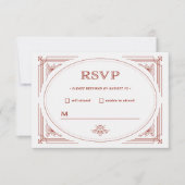 Moderner Deko | Light Silver White mit Red Wedding RSVP Karte (Vorderseite)