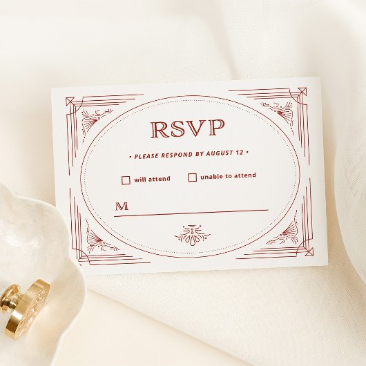 Moderner Deko | Light Silver White mit Red Wedding RSVP Karte