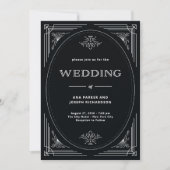 Moderner Deko Onyx Black All in One QR Code Weddin Einladung (Vorderseite)