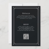 Moderner Deko Onyx Black All in One QR Code Weddin Einladung (Rückseite)
