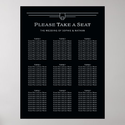 Moderner Deko | Onyx Schwarz-Weiß-Sitztabelle (Vorne)