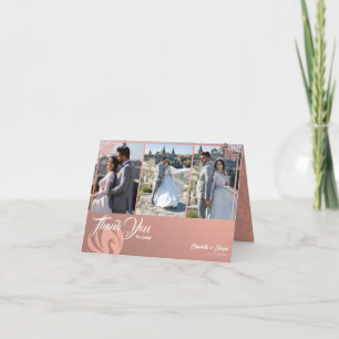 Moderner Deko Rosa Schwan 3 Foto eingeklappt Dankeskarte