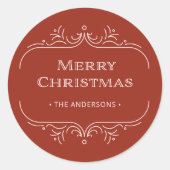 Moderner Deko | Rot und Rot Rosa Frohe Weihnachten Runder Aufkleber (Vorderseite)