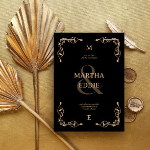 Moderner Deko   Schwarz-Gold-Foto-Back-Wedding Save The Date