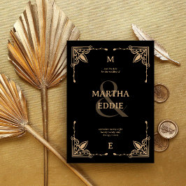 Moderner Deko | Schwarz-Gold-Foto-Back-Wedding Save The Date