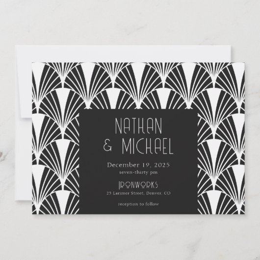Moderner Deko Schwarz und Weiß Einladung (Vorderseite)