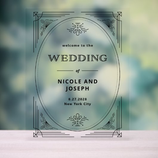 Moderner Deko | Schwarz-Weiß-Hochzeit Begrüßung Acrylschild (Neutral)