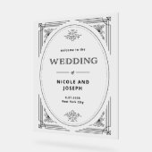 Moderner Deko | Schwarz-Weiß-Hochzeit Begrüßung Acrylschild (Winkel)