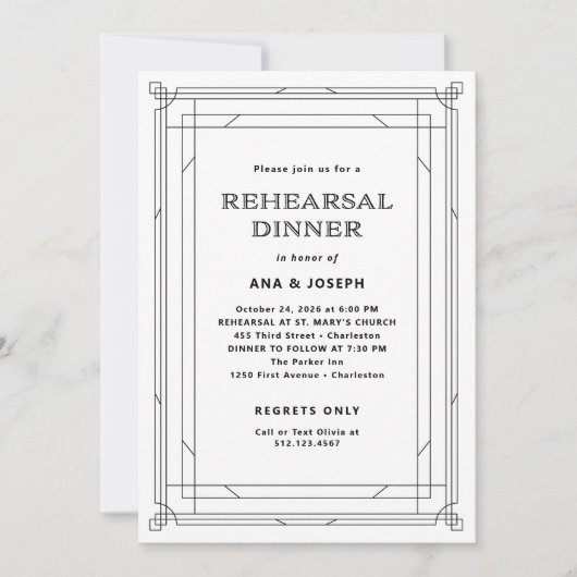 Moderner Deko | Schwarz-Weiß-Probe Einladung (Vorderseite)