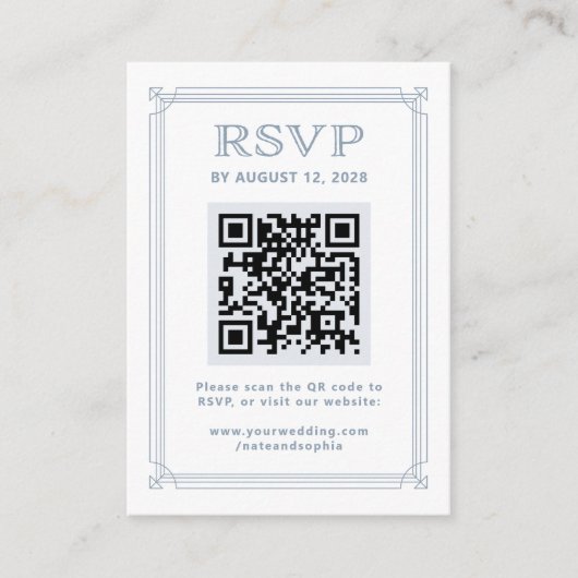 Moderner Deko-UAWG mit QR-Code | Weiß und Blau Begleitkarte (Vorderseite)