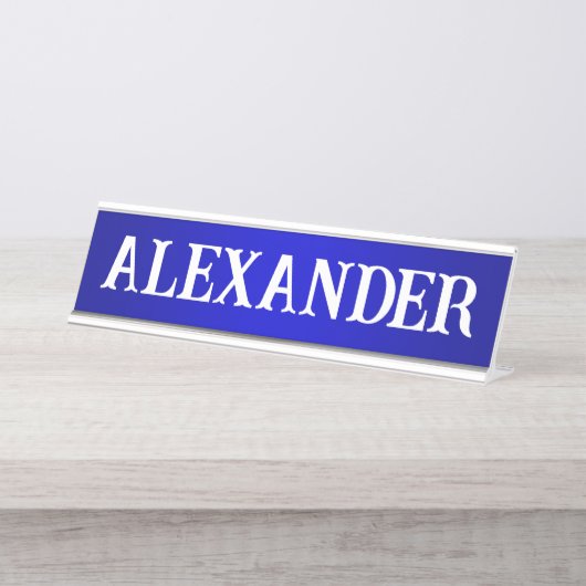 Moderner Dekorationsname Blaue Farbe Schreibtischnamensplakette (Vorderseite )