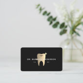 Moderner Dentist Black Gold Tooth Visitenkarte (Stehend Vorderseite)