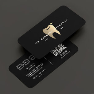 Moderner Dentist Black Gold Tooth Visitenkarte
