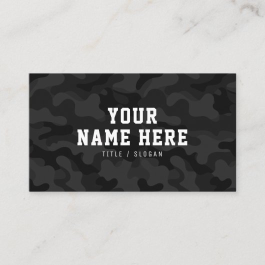 Moderner Design-Designer für schwarze Camouflage Visitenkarte (Vorderseite)