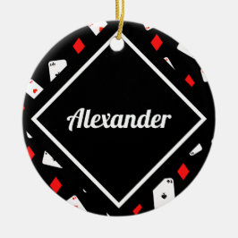 Moderner Design-Individuelle Name für Red & Black  Keramik Ornament