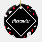 Moderner Design-Individuelle Name für Red & Black  Keramik Ornament (Hinten)