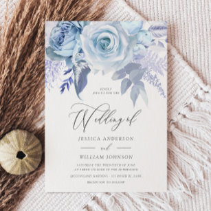 Moderner Designer Dusty Blue Wedding Einladung