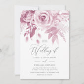 Moderner Designer Dusty Pink Rose Wedding Einladung (Vorderseite)