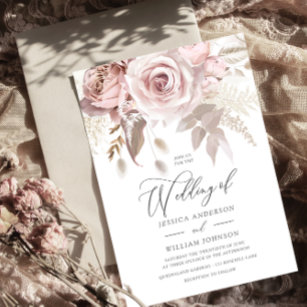 Moderner Designer Dusty Rose Blush Wedding Einladung