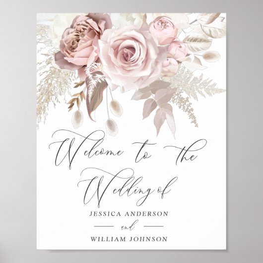 Moderner Designer Dusty Rose Blush Wedding Poster (Vorne)