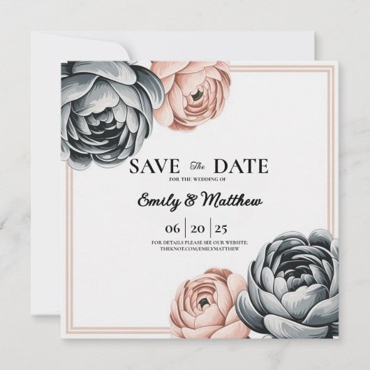 Moderner Designer für Rose Save the Date (Vorderseite)